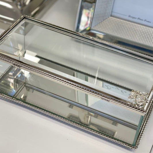 Silver rectangle glass box with bee