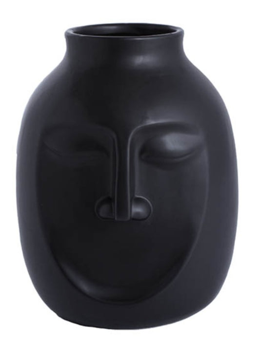 Ceramic Face Pot Vase Black